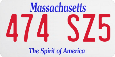 MA license plate 474SZ5