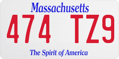 MA license plate 474TZ9