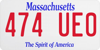 MA license plate 474UE0