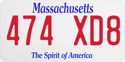 MA license plate 474XD8
