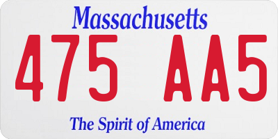 MA license plate 475AA5