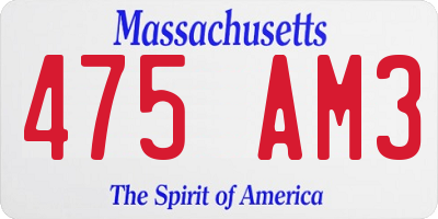 MA license plate 475AM3