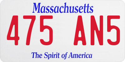 MA license plate 475AN5