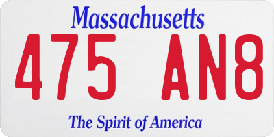 MA license plate 475AN8