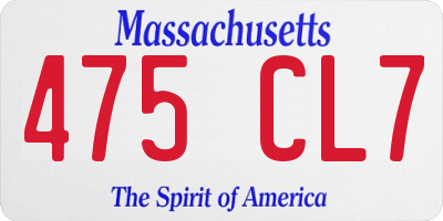 MA license plate 475CL7