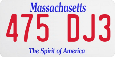 MA license plate 475DJ3