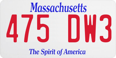 MA license plate 475DW3