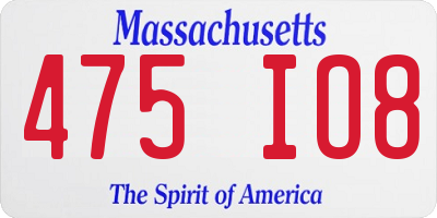 MA license plate 475IO8