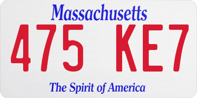 MA license plate 475KE7