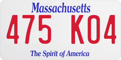 MA license plate 475KO4