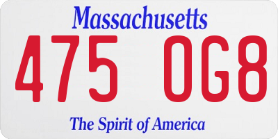 MA license plate 475OG8