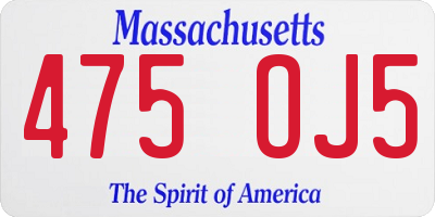 MA license plate 475OJ5