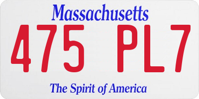 MA license plate 475PL7