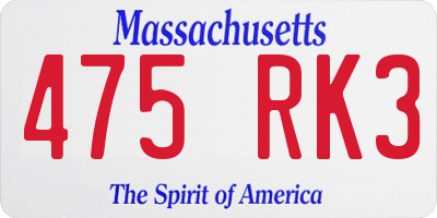 MA license plate 475RK3
