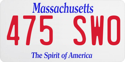 MA license plate 475SW0