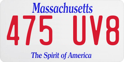 MA license plate 475UV8