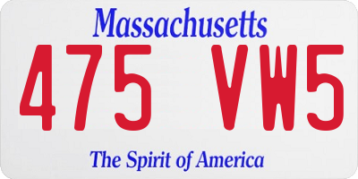 MA license plate 475VW5