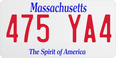 MA license plate 475YA4