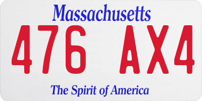 MA license plate 476AX4