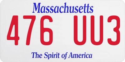 MA license plate 476UU3