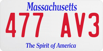 MA license plate 477AV3