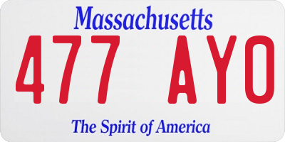 MA license plate 477AY0