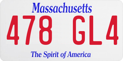 MA license plate 478GL4
