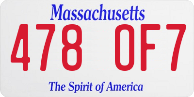 MA license plate 478OF7