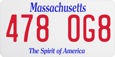MA license plate 478OG8