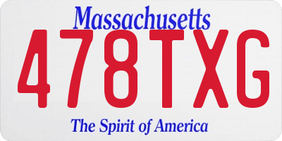 MA license plate 478TXG