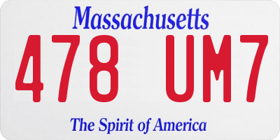 MA license plate 478UM7