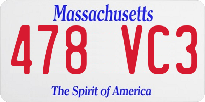 MA license plate 478VC3