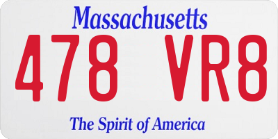 MA license plate 478VR8
