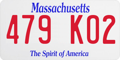 MA license plate 479KO2