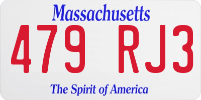 MA license plate 479RJ3