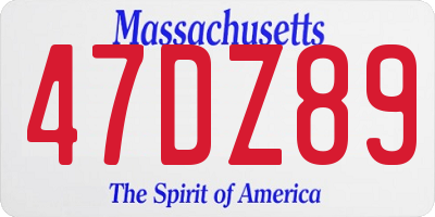 MA license plate 47DZ89