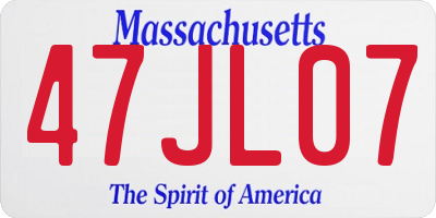 MA license plate 47JL07