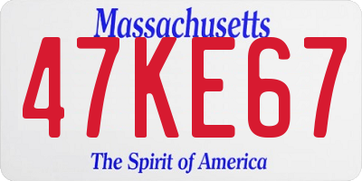 MA license plate 47KE67