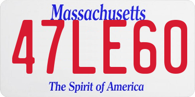 MA license plate 47LE60