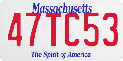 MA license plate 47TC53