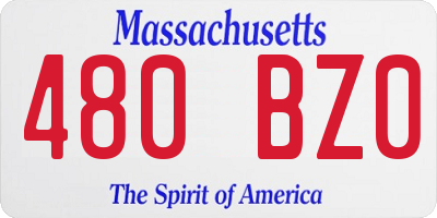 MA license plate 480BZ0