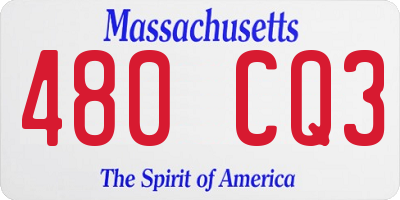 MA license plate 480CQ3