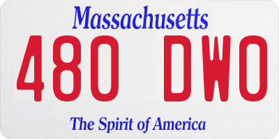 MA license plate 480DW0