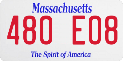 MA license plate 480EO8