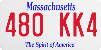 MA license plate 480KK4
