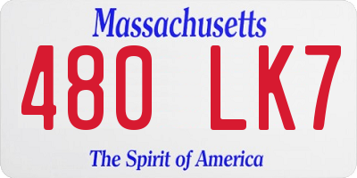 MA license plate 480LK7