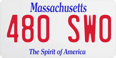MA license plate 480SW0
