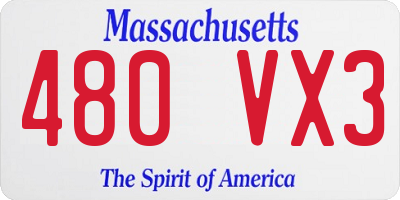 MA license plate 480VX3