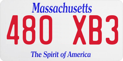 MA license plate 480XB3