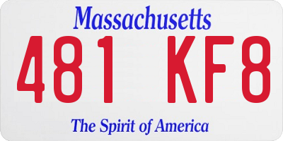 MA license plate 481KF8